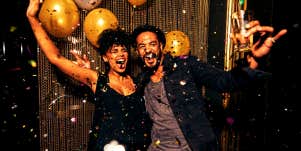 couple celebrating New Year's Eve
