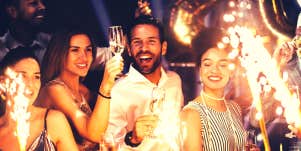group of friends celebrating New Year's Eve