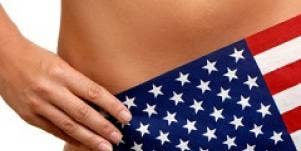 Nude with American flag