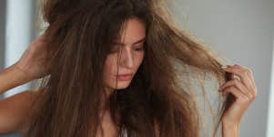woman with messy hair