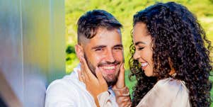 passionate couple smiling 