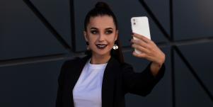 woman taking selfie