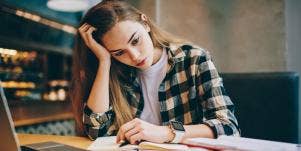 tired woman working