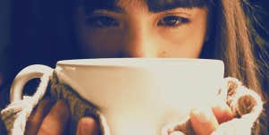 woman with black coffee