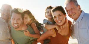 family taking photo together