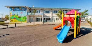 preschool building with playground