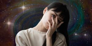 worried woman in the universe
