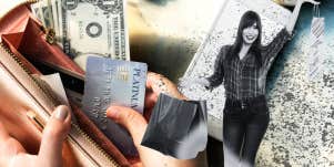 Woman opening her wallet, shopping, impulse spending