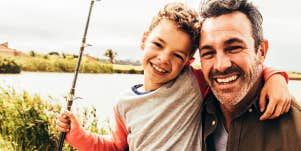 Dad and son fishing