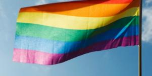 rainbow flag in sky