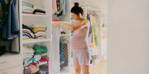 Woman organizing closet 