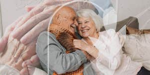 Old couple enjoying each others company