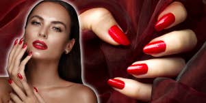 woman with red nails