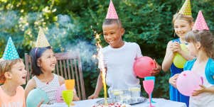 Kids celebrating together at birthday party
