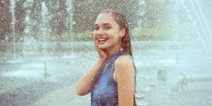 woman in the rain