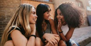 woman chatting together in group