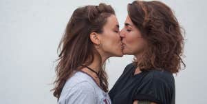 two women kissing