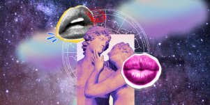 lips, statue, zodiac wheel