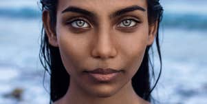 woman with green eyes, no makeup