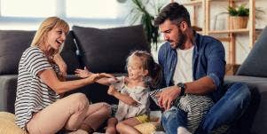 family with daughter at home