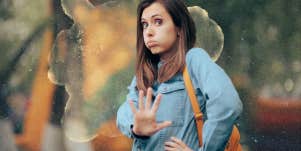 Woman setting boundary by saying no