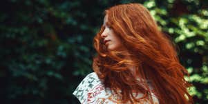 woman with long read hair