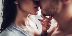 woman and man about to kiss