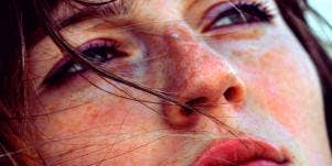 close up sad woman's face