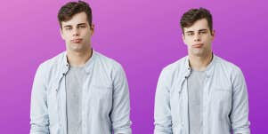 bad boyfriend in front of purple background