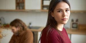sad woman staring