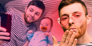 Dad taking selfie with a baby