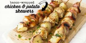 Bacon-Wrapped Chicken And Potato Skewers