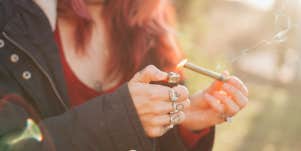 woman smoking marijuana