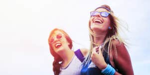 two friends out socializing easily