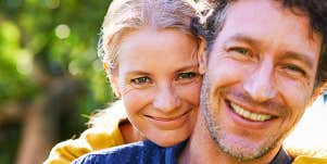 Mid-thirties couple happy together