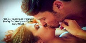 sweet love quote over photo of man and woman kissing