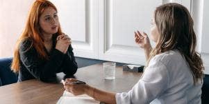 woman talking to a therapist