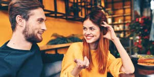 couple flirting and talking