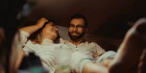 couple snuggling lovingly