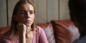 woman talking to therapist