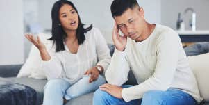 Cheating man being confronted