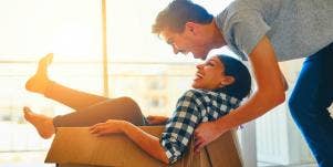 bored couple being playful at home