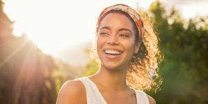happy woman in sunlight