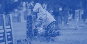 child in cemetary