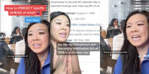 TikToker sharing her method of learning about layoffs