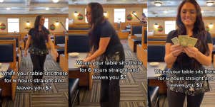 Waitress grabbing $3 tip TikTok