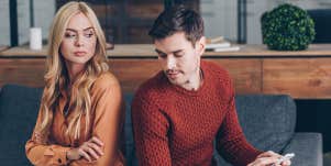 woman and man looking irritated with each other