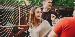 Couple going on a exciting adventure, zip lining