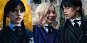 Jenna Ortega as Wednesday Addams, Emma Meyers as Enid Sinclair