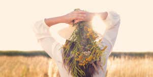 woman holding a weed bouquet 